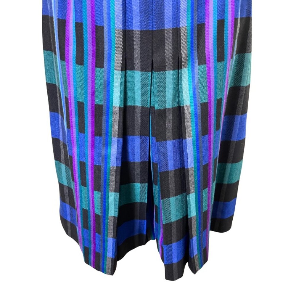 Vintage Skirt - 1950’s Gor-Ray Blue-Black Pleated Wool Skirt Modern Size 6 - Picture 3 of 7